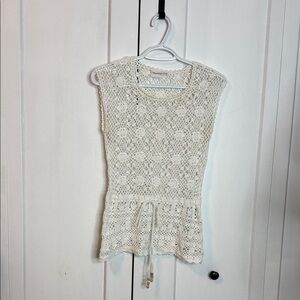 Blumind - Medium - Ivory White Crochet Top with drawstring waist - Y2k 90s